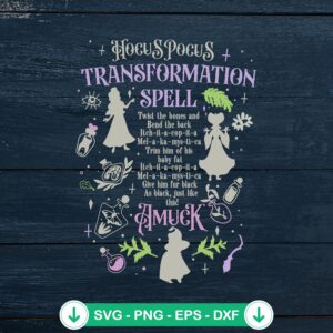 Hocus Pocus Transformation Spell SVG file for Cricut cutting machine