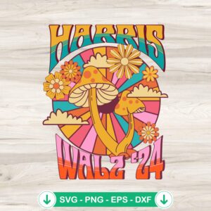 Harris Walz '24 Retro Boho SVG file for Cricut cutting machine