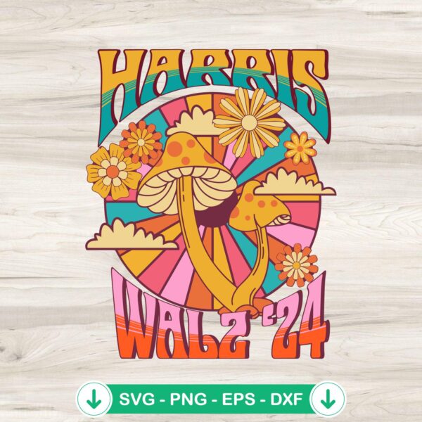 Harris Walz '24 Retro Boho SVG file for Cricut cutting machine
