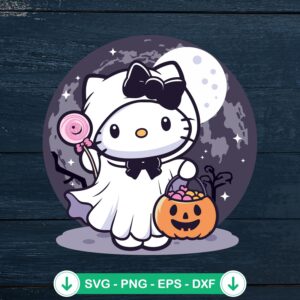 Hello Kitty Ghost Halloween SVG file for Cricut cutting machine
