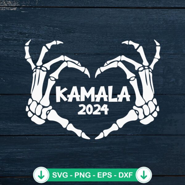 Kamala Harris 2024 Halloween SVG file - skeleton hand heart cricut svg