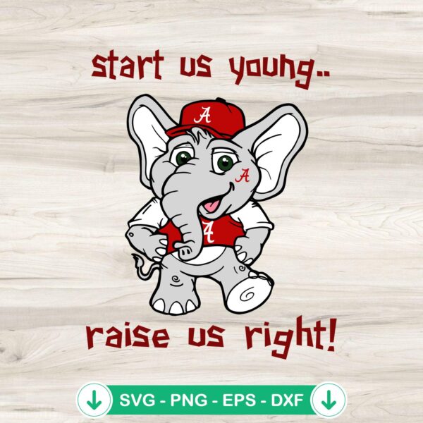 Big Al Start Us Young svg file for Alabama Crimson Tide mascot
