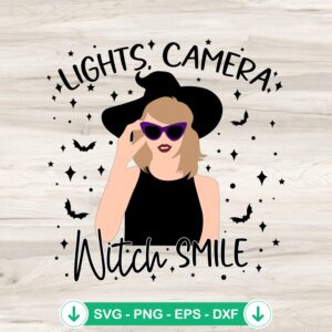 Lights Camera Witch Smile svg file for Halloween cut file