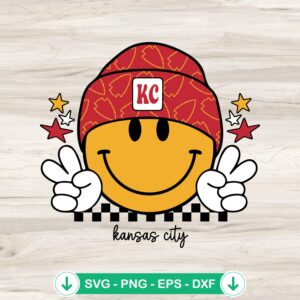 Kansas City Smiley Face Retro SVG file for Cricut cutting machine