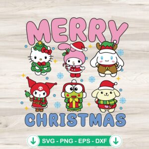 Merry Christmas Kitty And Friends SVG file for Cricut