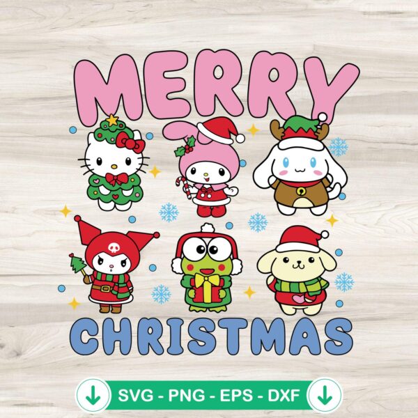 Merry Christmas Kitty And Friends SVG file for Cricut