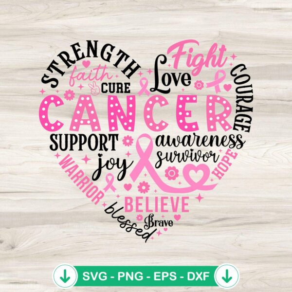 Breast Cancer Heart SVG file for cutting machines, cricut svg