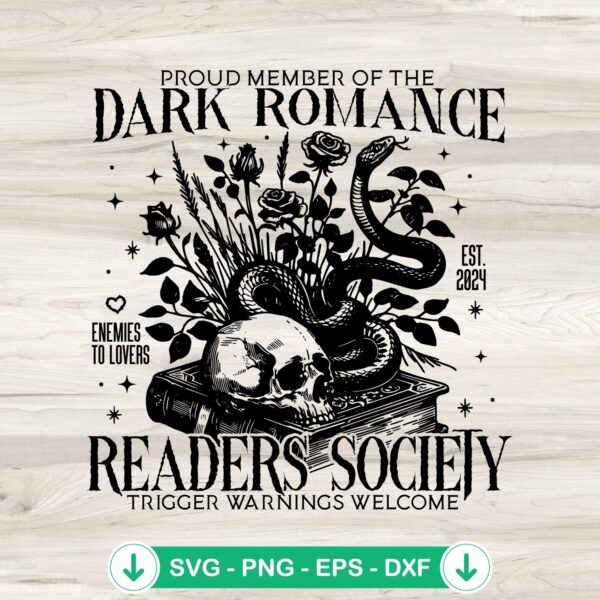 Proud Member of The Dark Romance Readers Society svg file for cutting machines