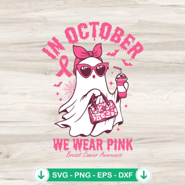 Ghost Halloween SVG file for October - Breast Cancer Awareness