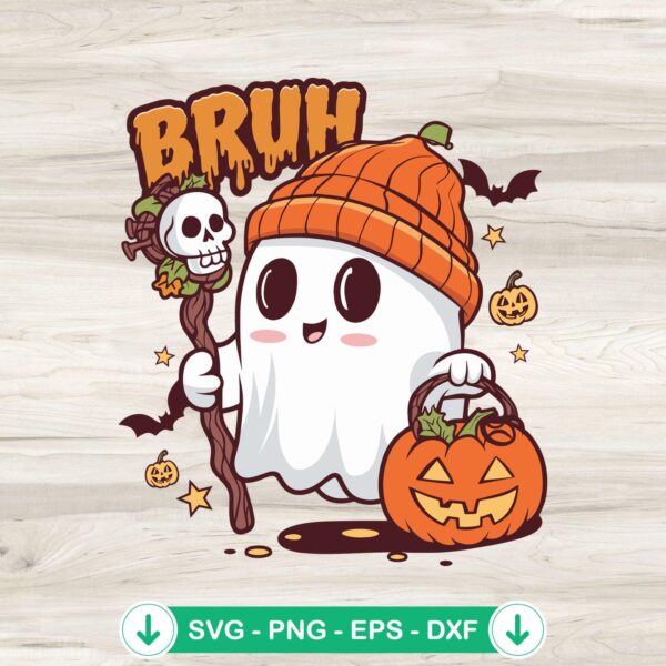 Bruh Kids Cute Spooky Ghost SVG file for Cricut cutting machine