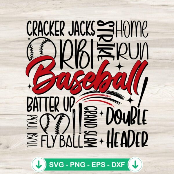 Baseball Words Art SVG file, cricut svg cut file