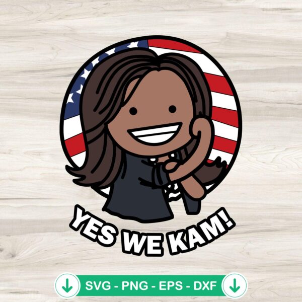 Kamala Harris Yes We Kam Cartoon SVG file for Cricut