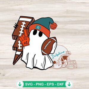Miami Dolphins Football Ghost SVG file for Cricut cutting machine