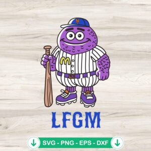 Grimace Mets Baseball Mascot SVG file for Cricut cutting machine