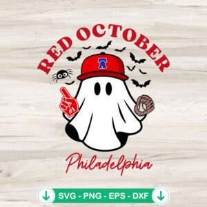 Red October Philadelphia Phillies svg file for Halloween ghost cut file