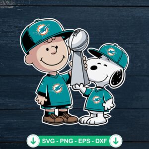 Charlie Brown x Snoopy SVG file for Miami Dolphins NFL champions