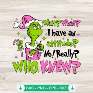 Pink Christmas Grinch svg file for cutting machines design