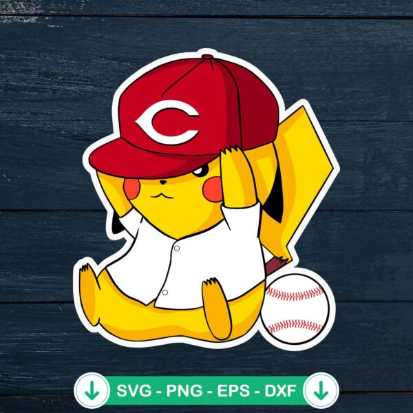 Pikachu Cincinnati Reds MLB svg file for Cricut cutting machine