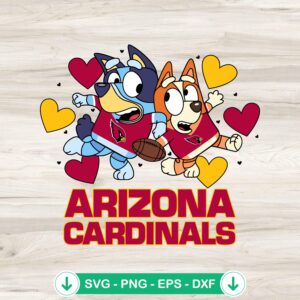 Bluey Arizona Cardinals Hearts SVG file for cricut cutting machine