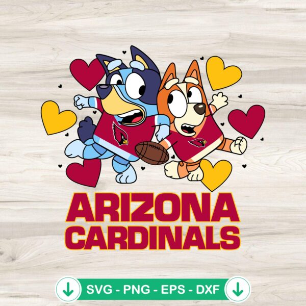 Bluey Arizona Cardinals Hearts SVG file for cricut cutting machine