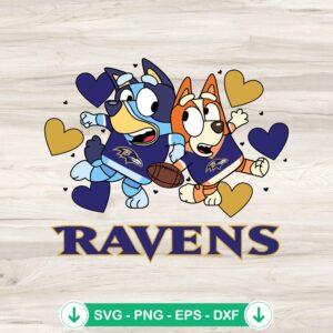 Bluey Baltimore Ravens Hearts SVG file for cutting machine