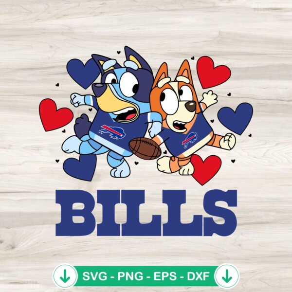 Bluey Buffalo Bills Hearts SVG file for cutting machine