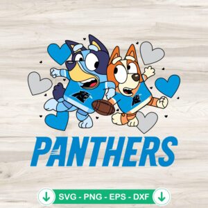 Bluey Carolina Panthers Hearts SVG file for Cricut cutting machine