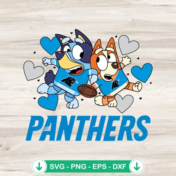 Bluey Carolina Panthers Hearts SVG file for Cricut cutting machine
