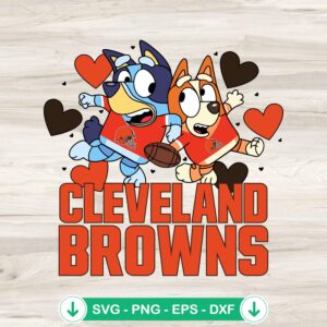 Bluey Cleveland Browns Hearts SVG file for Cricut cutting