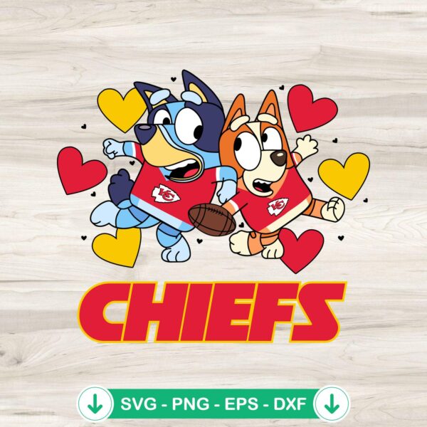Bluey Kansas City Chiefs hearts svg file for Cricut