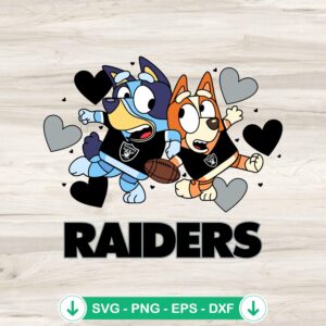 Bluey Las Vegas Raiders Hearts SVG file for cutting machines