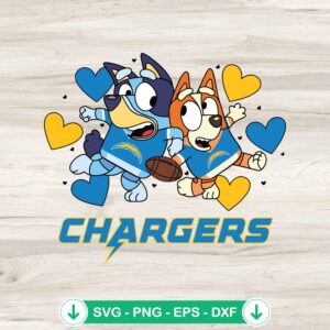 Bluey Chargers Hearts SVG file for Cricut cutting machine