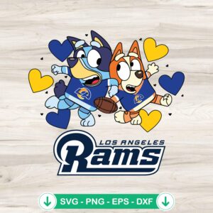 Bluey Los Angeles Rams Hearts svg file for cricut cutting machine