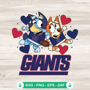 Bluey New York Giants Hearts SVG file for cutting machine