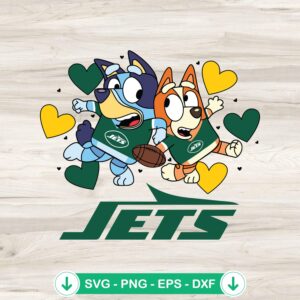 Bluey New York Jets Hearts SVG file for crafting