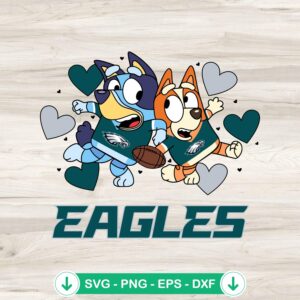 Bluey Philadelphia Eagles Hearts SVG file for cutting machine
