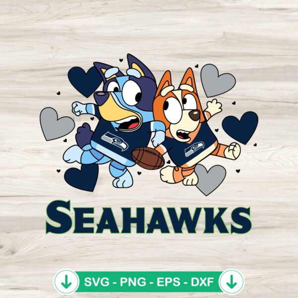Bluey Seattle Seahawks Hearts SVG file for cutting machines