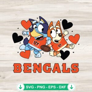 Cincinnati Bengals Bluey Hearts SVG file for Cricut cutting machine