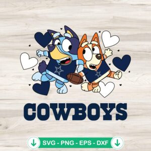 Dallas Cowboys Bluey Hearts SVG file for Cricut and cutting machine