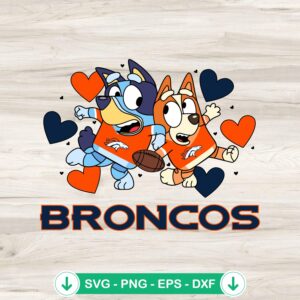 Denver Broncos Bluey Hearts SVG file for Cricut cutting