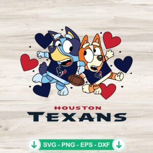 Houston Texans Bluey Hearts SVG file for Cricut crafting
