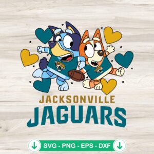 Jacksonville Jaguars Bluey Hearts SVG file for cutting machine