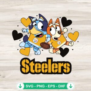Pittsburgh Steelers Bluey Hearts SVG file for Cricut cut file
