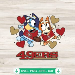 San Francisco 49ers Bluey Hearts SVG file for cutting machine