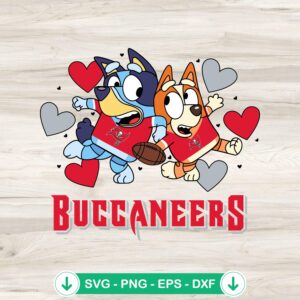 Tampa Bay Buccaneers Bluey Hearts svg file for cutting