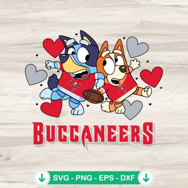Tampa Bay Buccaneers Bluey Hearts svg file for cutting
