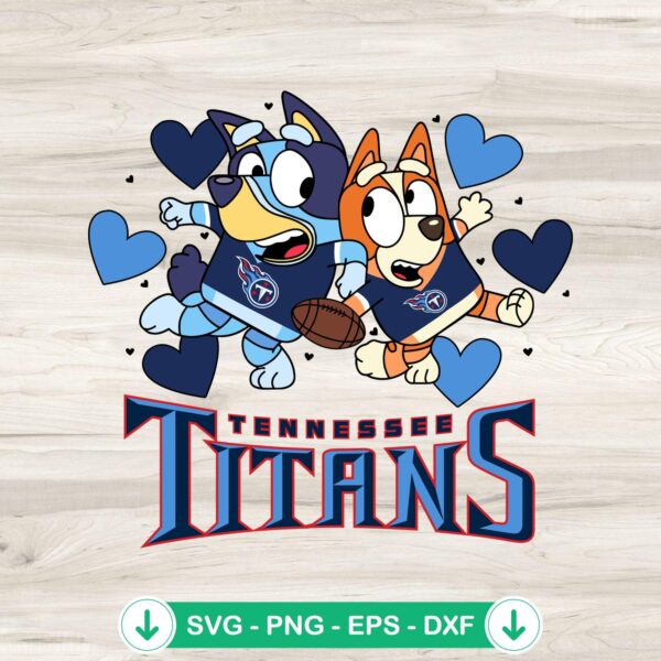 Tennessee Titans Bluey Hearts SVG file for Cricut cutting machine