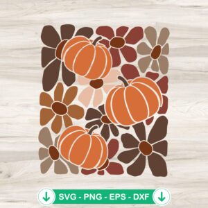 Boho Floral Fall Pumpkin SVG file for cutting machine