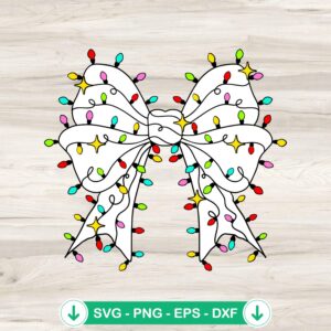 Christmas Lights Coquette Bow SVG file for Cricut cutting