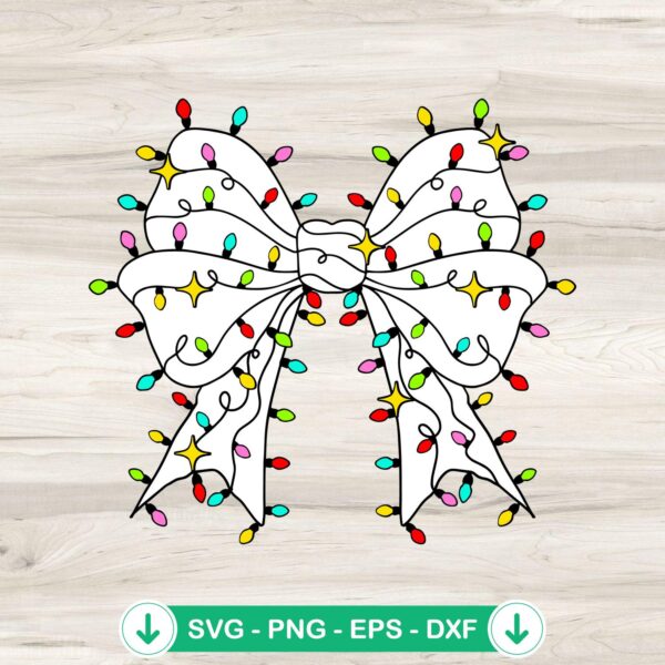 Christmas Lights Coquette Bow SVG file for Cricut cutting